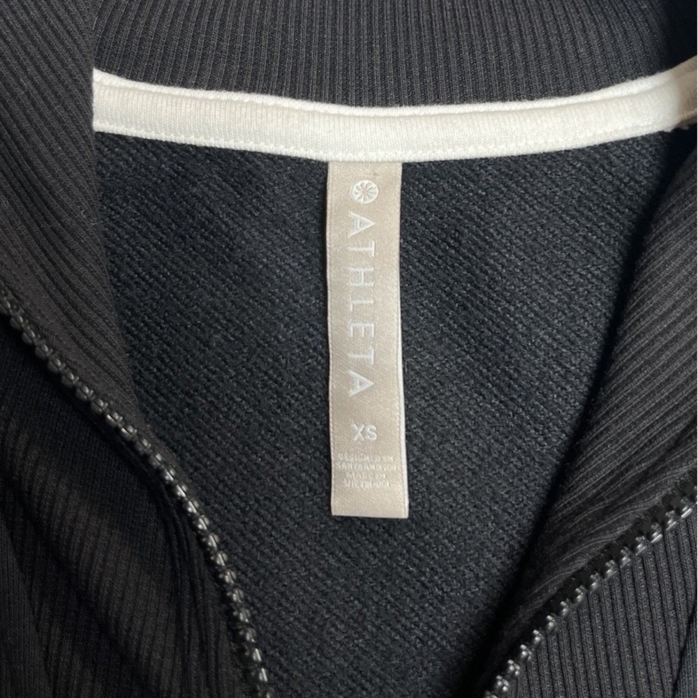 Athleta Crosstown Track Dress Womens XS Black Stripe Half Zip Midi Activewear - Picture 4 of 11